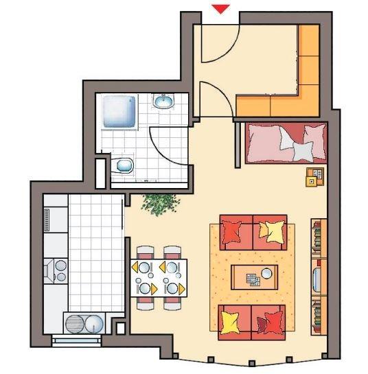 Etagenwohnung Aschaffenburg Damm - 1.5 Zimmer, 42 m&sup2;, 585&euro; | Angebot:26617112