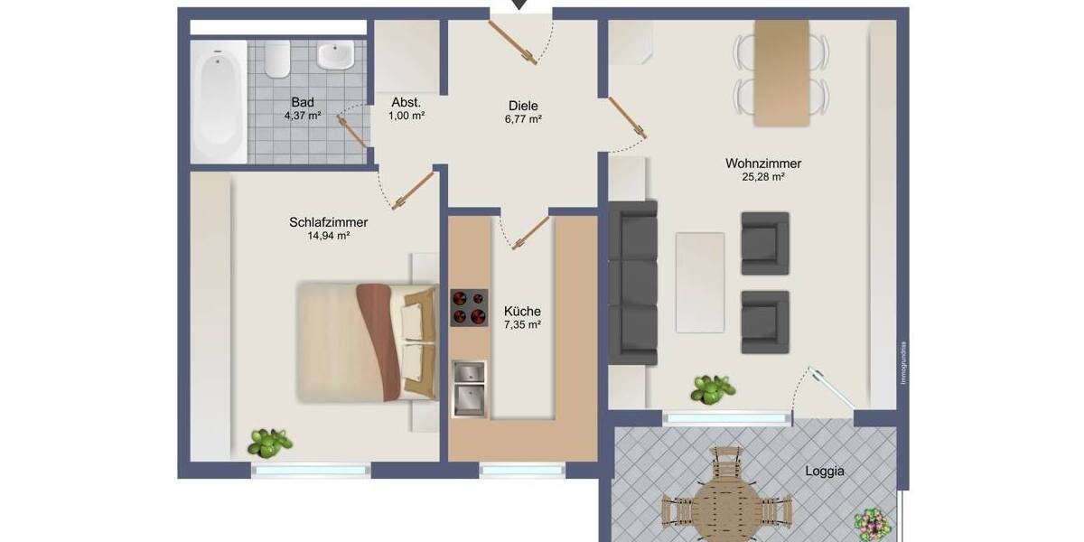 Etagenwohnung Heusenstamm - 2 Zimmer, 65 m&sup2;, 850&euro; | Angebot:26277075