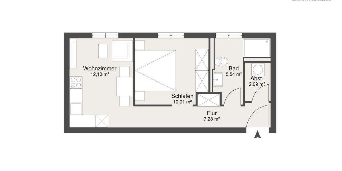 Etagenwohnung Offenbach Kaiserlei - 2 Zimmer, 37 m&sup2;, 220.000&euro; | Angebot:24482543