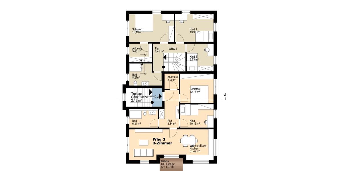 Dachgeschoßwohnung Schaafheim - 2.5 Zimmer, 65 m&sup2;, 290.000&euro; | Angebot:26592419