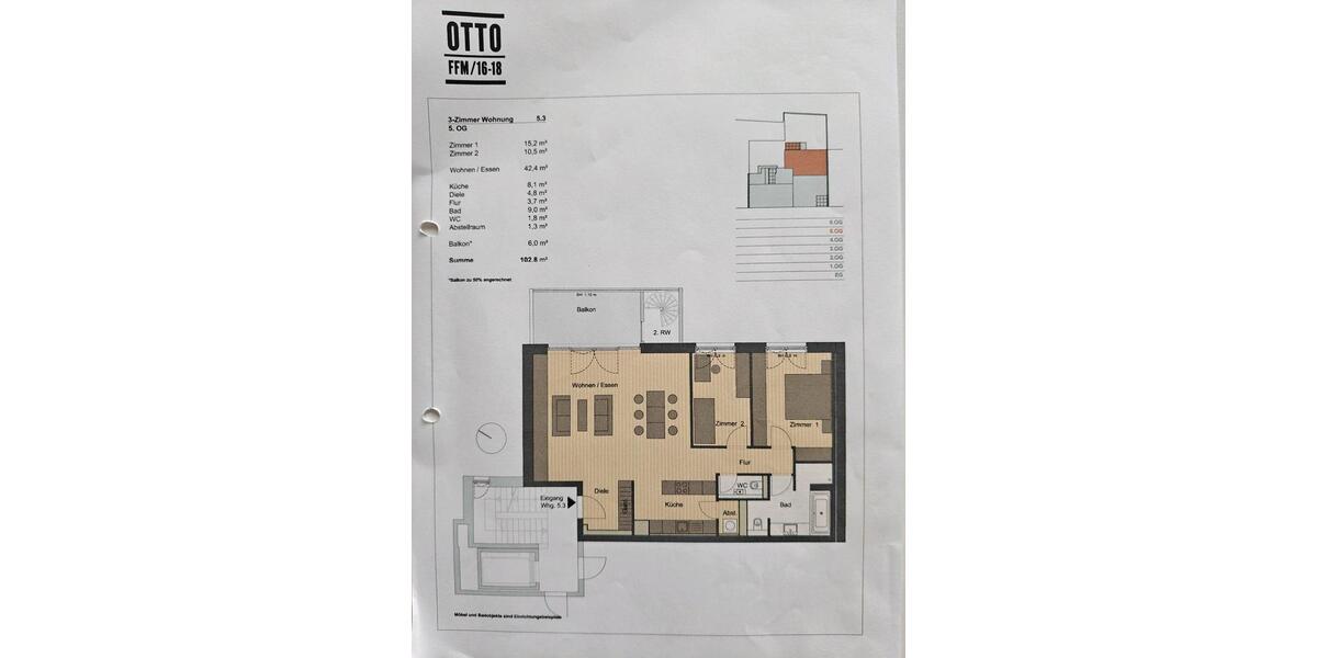 Etagenwohnung Frankfurt am Main Innenstadt 1 - 3 Zimmer, 103 m&sup2;, 670.000&euro; | Angebot:26781203