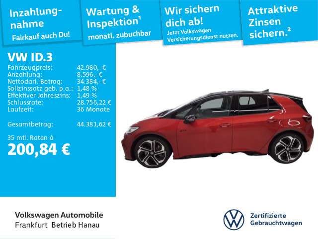 VW ID.3 4.549 km 42.980 € Hanau 63452
