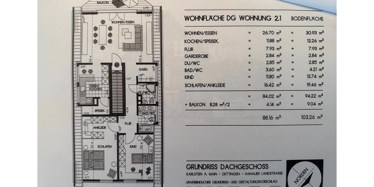 Dachgeschoßwohnung Karlstein am Main - 3 Zimmer, 88 m&sup2;, 397.500&euro; | Angebot:27292060