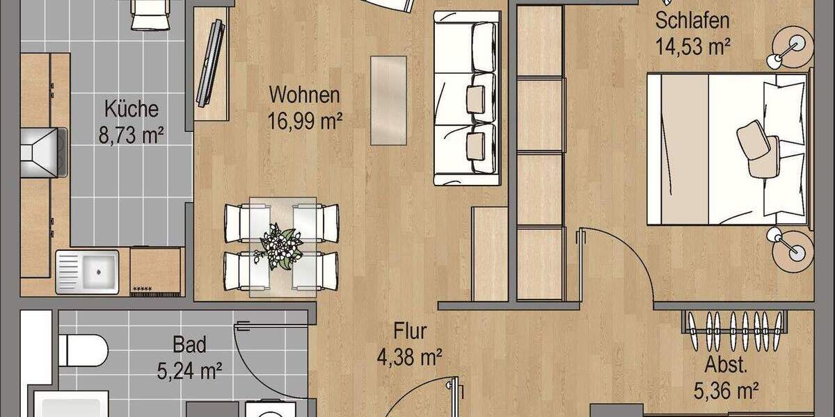 1 Monat mietfrei! 2-Zimmerwohnung im 9. Obergeschoss im Ruby Tower 2 zimmer
