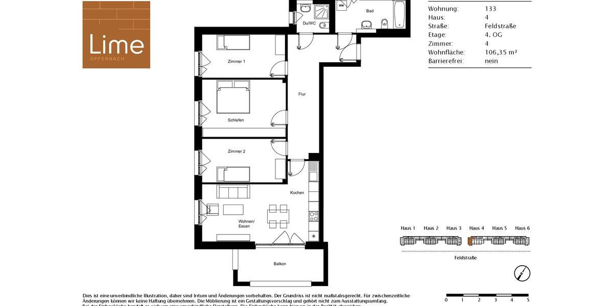 Etagenwohnung Offenbach am Main Bieberer Berg - 4 Zimmer, 106 m&sup2;, 1.450&euro; | Angebot:24923008