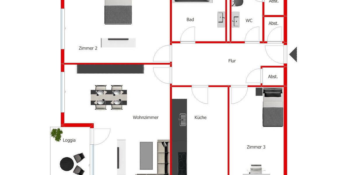 Etagenwohnung Langen Oberlinden - 3 Zimmer, 77 m&sup2;, 970&euro; | Angebot:26229236