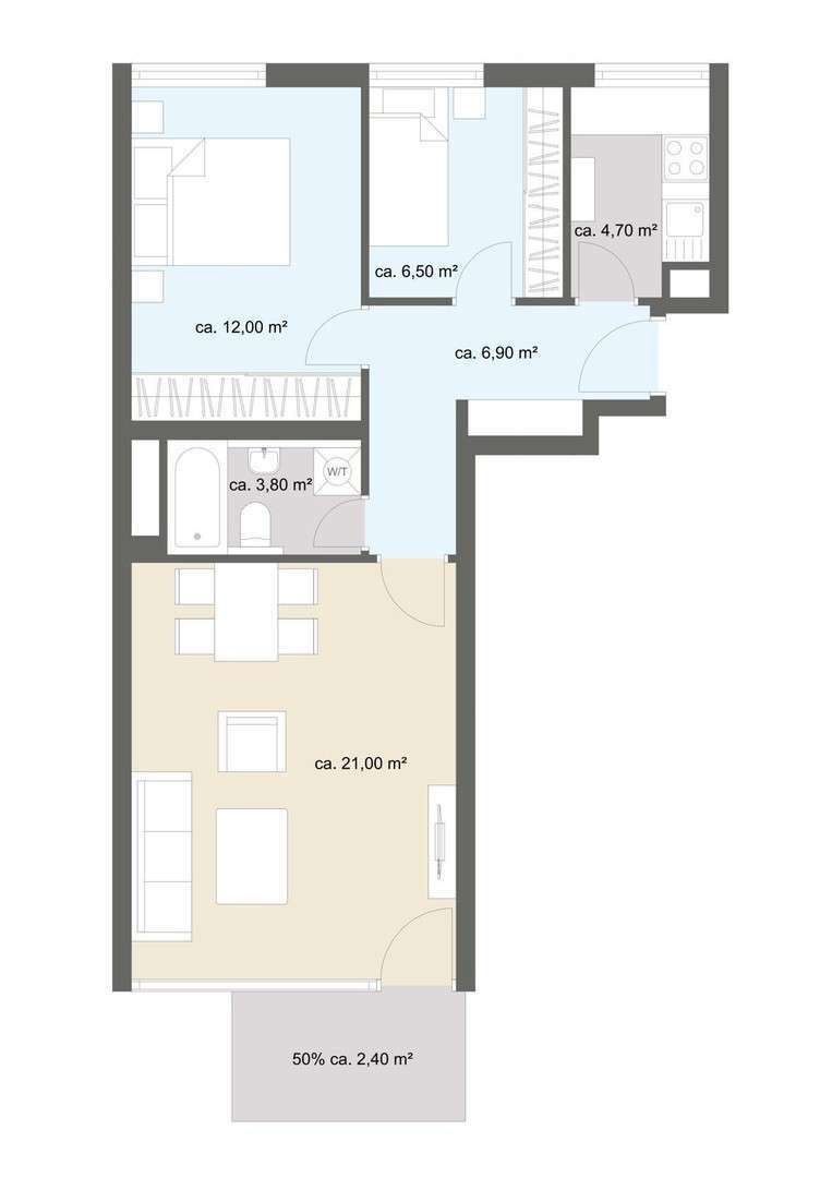 Wohnung zum Kaufen in Frankfurt 199.900 € 56 m² 3 zimmer