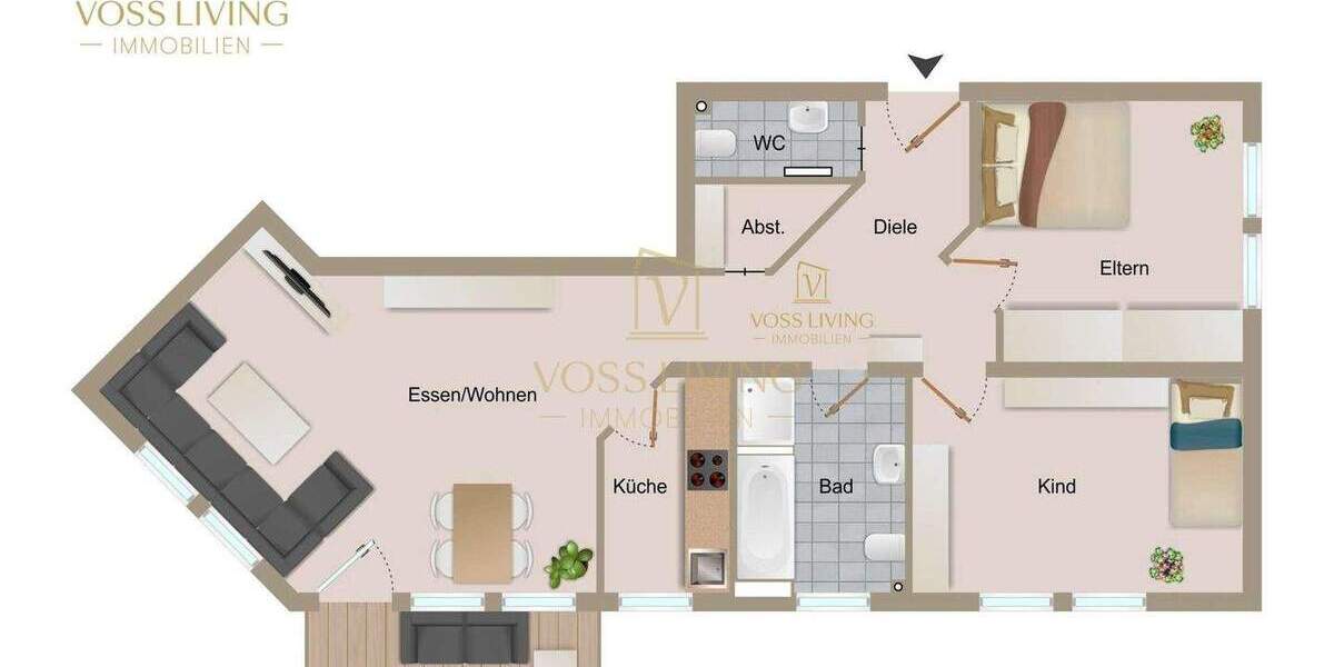 Etagenwohnung Gründau Lieblos - 3 Zimmer, 80 m&sup2;, 229.000&euro; | Angebot:25689264