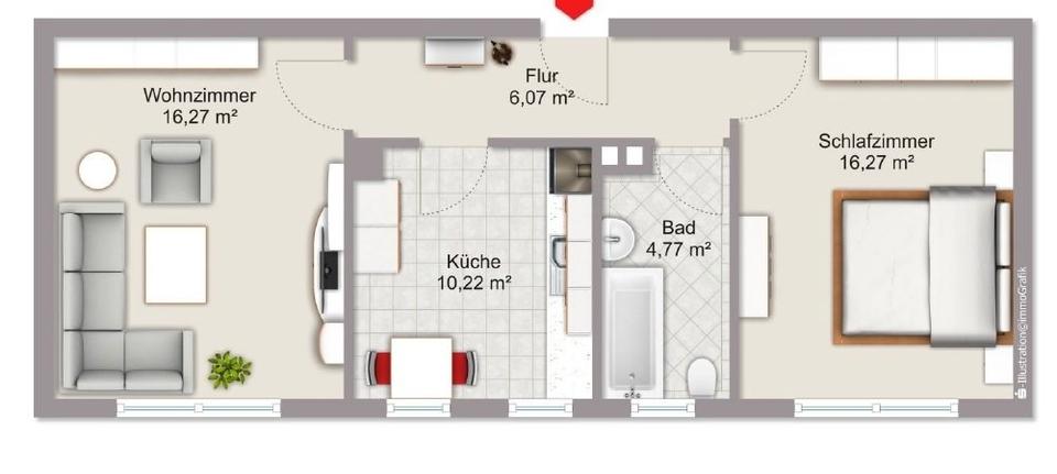 Erdgeschoßwohnung Eschborn - 2 Zimmer, 54 m&sup2;, 255.000&euro; | Angebot:26791610