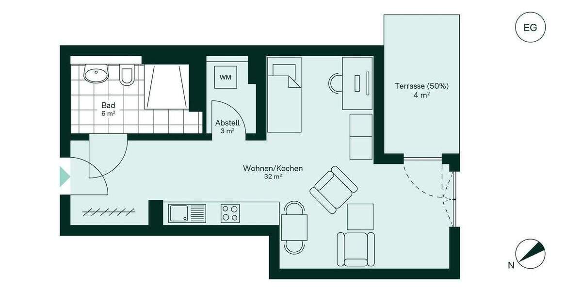 Barrierefreie Eigentumswohnung mit Terrasse und elektrischen Rollläden 1 zimmer
