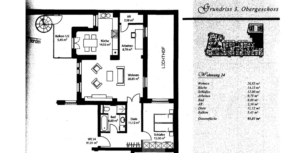 Etagenwohnung Frankfurt am Main Bahnhofsviertel - 2 Zimmer, 91 m&sup2;, 729.000&euro; | Angebot:25985273