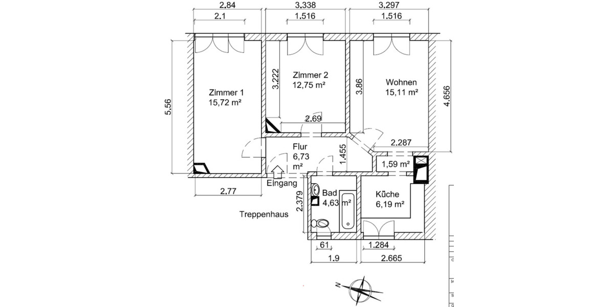 Erdgeschoßwohnung Frankfurt am Main Rödelheim - 3 Zimmer, 63 m&sup2;, 268.000&euro; | Angebot:25646915