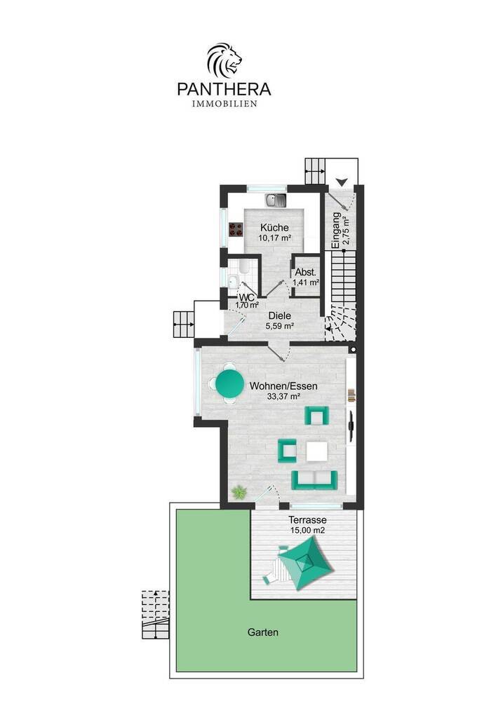 Schicke Maisonette-Wohnung mit sehr großer Sonnenterrasse und 2 Stellplätzen!