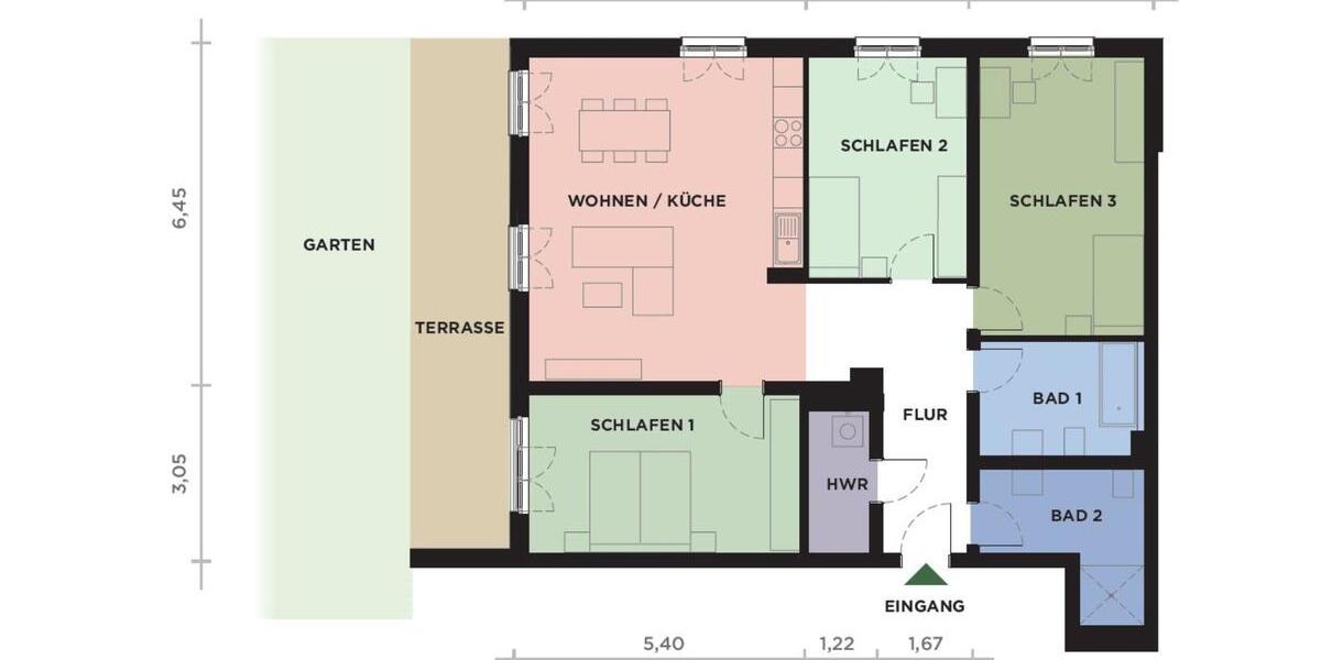 Terrassenwohnung Darmstadt Bessungen - 4 Zimmer, 124 m&sup2;, 775.000&euro; | Angebot:24561420