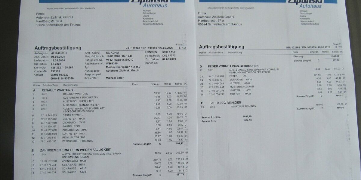 Renault Modus Avantage Insp+Zahnriemen TÜV AU NEU 128.277 km 4.445 &euro; Schwalbach/Taunus 65824